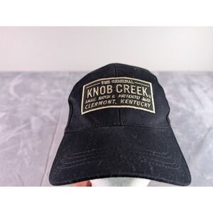 Knob Creek Bourbon Whiskey Baseball Cap Black Adjustable Leather Strap Hat
